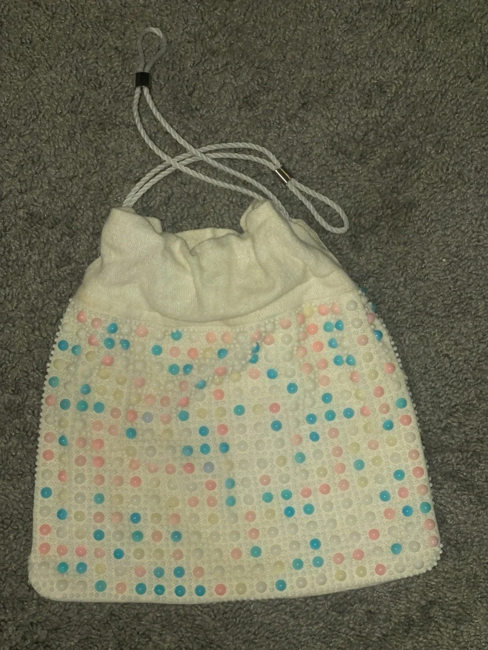 Vintage 60’s pastel bubble bead cosmetic bag